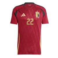 Camisa de Futebol Bélgica Jeremy Doku #22 Equipamento Principal Europeu 2024 Manga Curta